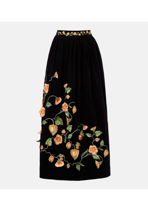 Agua by Agua Bendita Tangelo embroidered cotton-blend maxi skirt