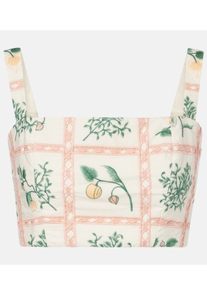 Agua by Agua Bendita Cacao embroidered cotton crop top