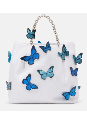 Aquazzura Papillon Mini applique raffia tote bag