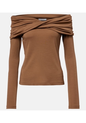 Max Mara Orafo draped virgin wool top