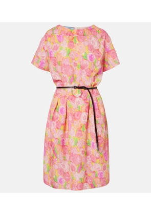 Prada Floral silk-blend cloque midi dress