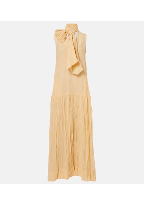 Plan C Scarf-detail cotton-blend maxi dress