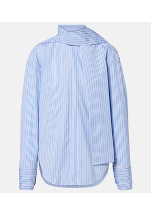 Plan C Scarf-detail striped cotton shirt