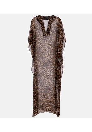 Nili Lotan Erica leopard-print semi-sheer silk kaftan