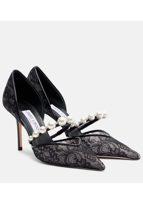 Jimmy Choo Aurelie 85 lace and leather pumps