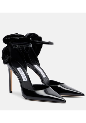 Jimmy Choo Marja 100 floral-applique leather pumps