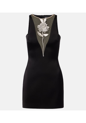 David Koma Embellished floral satin minidress