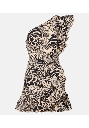 Poupette St Barth Corinne ruffled printed cotton minidress