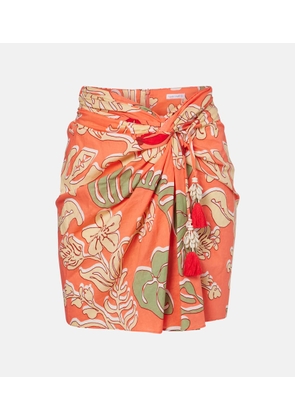 Poupette St Barth Tilda gathered printed cotton miniskirt