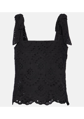 Poupette St Barth Noa broderie anglaise cotton top