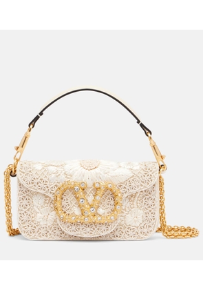 Valentino Garavani Loco Small embellished raffia shoulder bag