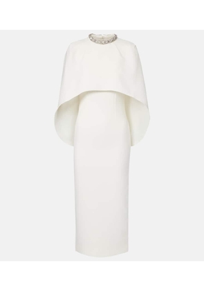 Roland Mouret Caped crystal-embellished crepe midi dress