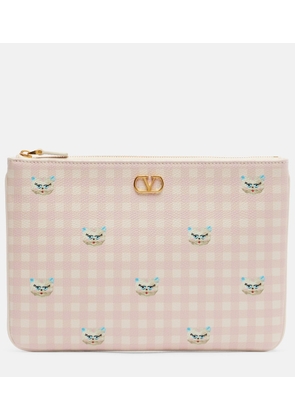 Valentino Garavani VLogo Medium printed leather pouch