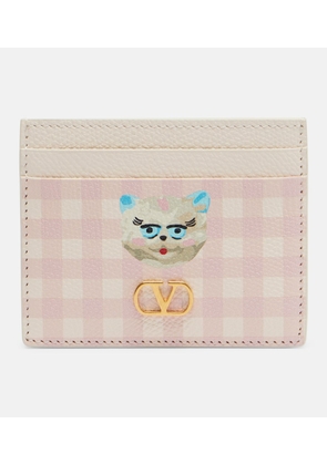 Valentino Garavani VLogo checked leather card holder
