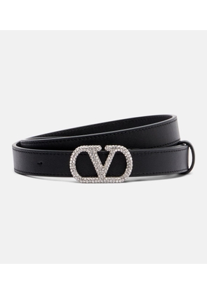 Valentino Garavani VLogo crystal-embellished leather belt