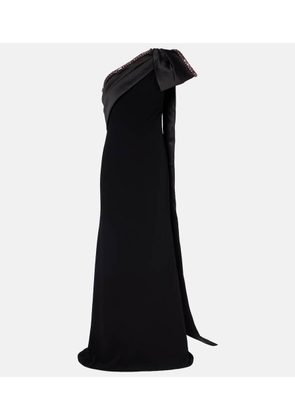 Roland Mouret Crystal-embellished crepe satin gown