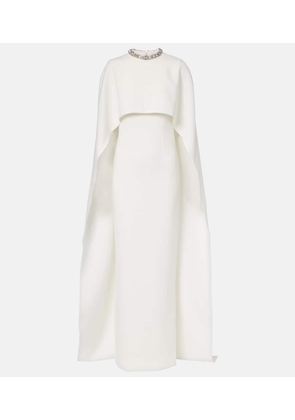 Roland Mouret Crystal-embellished caped crepe gown