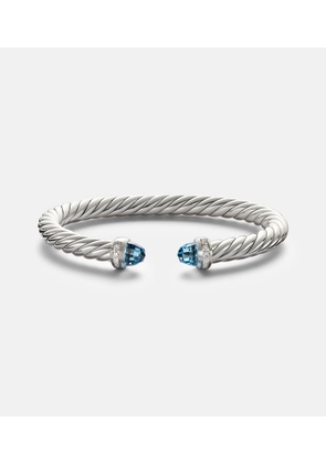 David Yurman Cable FlexÂ® 925 sterling silver bracelet with diamonds and blue topaz