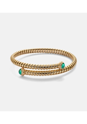 Marina B 18kt yellow gold bangle with emeralds and diamonds