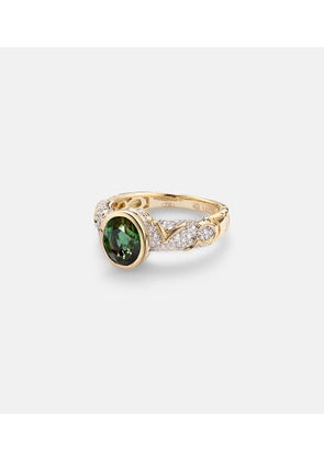 Marina B Ondine 18kt yellow gold ring with diamonds and green tourmaline