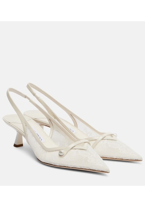 Jimmy Choo Amita 45 lace slingback pumps