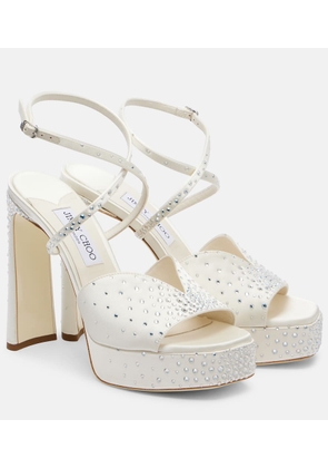 Jimmy Choo Karli embellished satin platform sandals