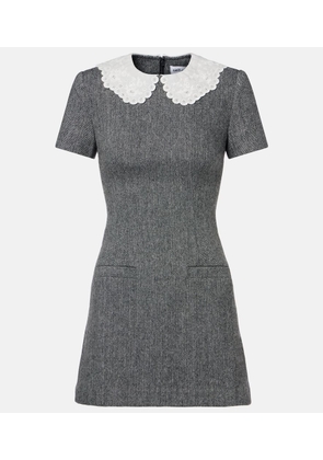 Self-Portrait Herringbone wool-blend minidress