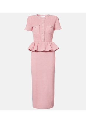 Self-Portrait Waffle-knit peplum midi dress