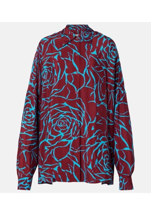 Dries Van Noten Printed oversized satin shirt
