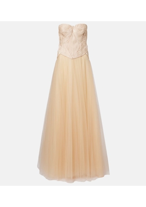 Costarellos Lucasta georgette bustier gown