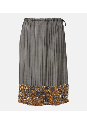 Dries Van Noten Sequined striped midi skirt