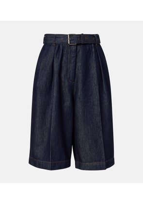 Dries Van Noten Pleated denim shorts