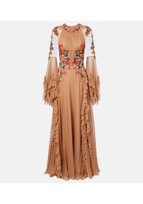 Costarellos Zilara embellished silk georgette gown