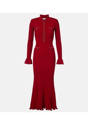 Self-Portrait Beaded ribbed-knit midi dress