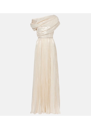 Self-Portrait Asymmetric draped silk-blend chiffon maxi dress