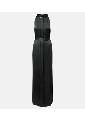 Tom Ford Belted satin crepe halterneck gown