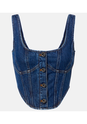 Self-Portrait Embellished denim crop top