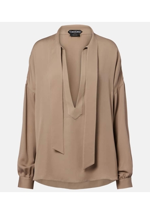 Tom Ford Tie-neck silk georgette blouse