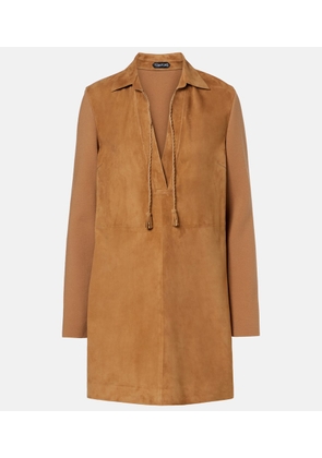 Tom Ford Wool-blend and suede minidress