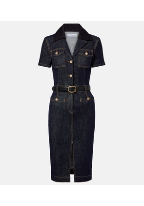 Self-Portrait Belted denim midi dress
