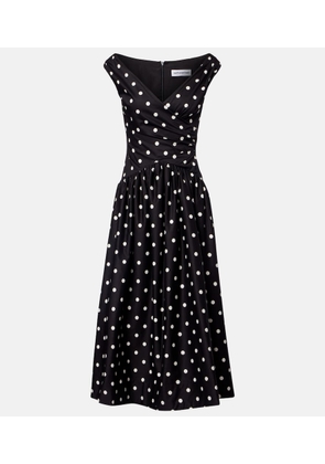 Self-Portrait Polka-dot off-shoulder cotton midi dress