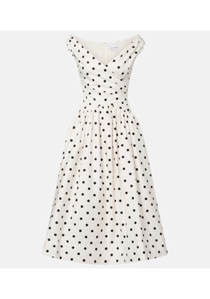 Self-Portrait Polka-dot off-shoulder cotton midi dress