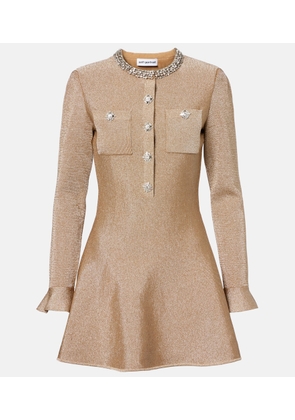 Self-Portrait Crystal-embellished lame minidress