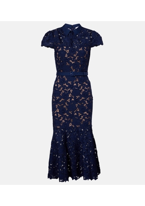 Self-Portrait Belted lace midi dress
