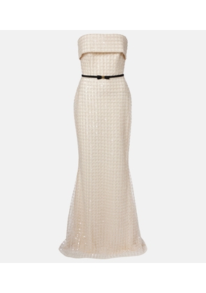 Elie Saab Embellished silk-blend bustier gown