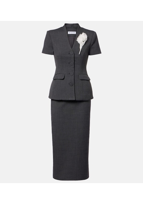 Self-Portrait Peplum floral-applique midi dress