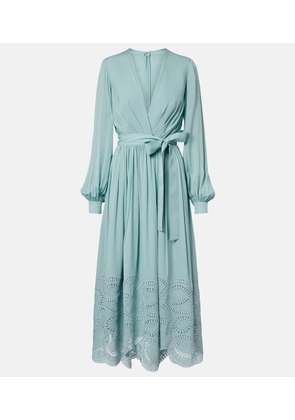 Elie Saab Lace-trimmed silk-blend midi dress