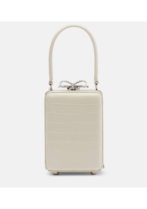 Self-Portrait Micro croc-effect embellished leather tote bag