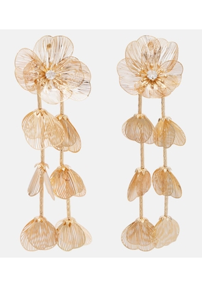 Self-Portrait Embellished floral drop earrings