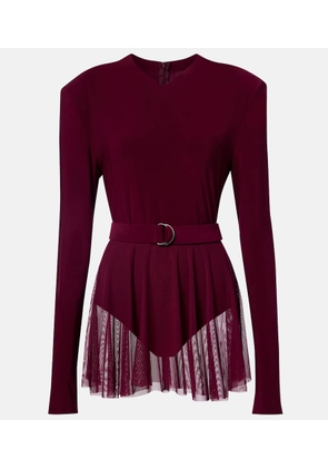 Norma Kamali Belted semi-sheer bodysuit